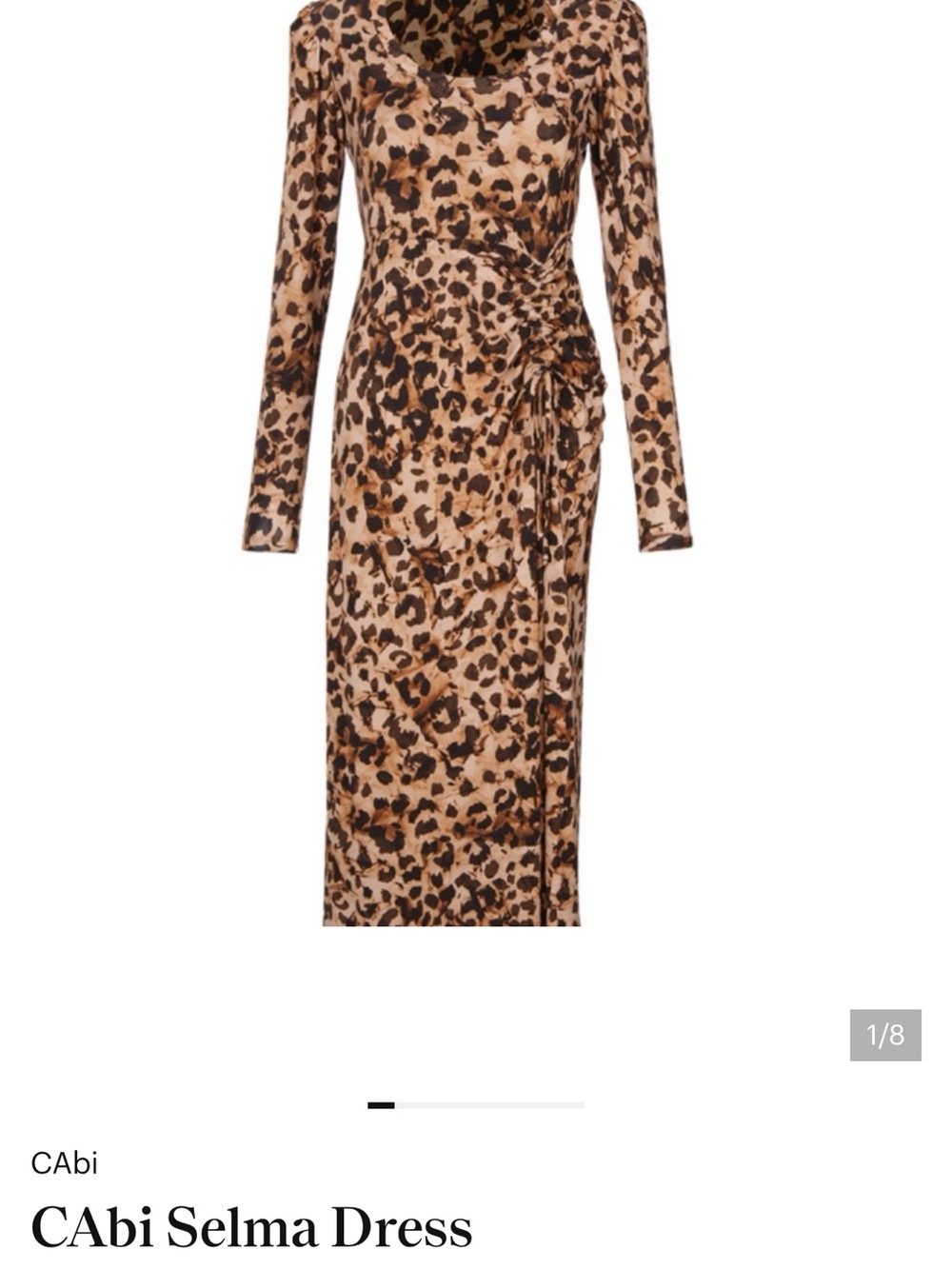 CAbi Selma Leopard-Print Long Sleeve Dress - Tan & Black